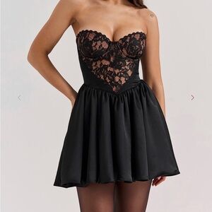 House of CB Jadore Black Lace and Satin Dress NWT!